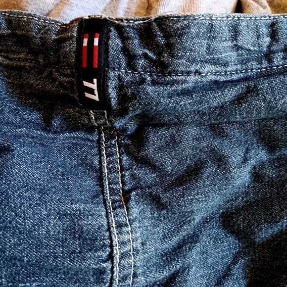 Men's Vtg Hoody Shirt XL Denim Hooded Jacket Bugle Boy Y2K Button-Up Raw Cotton - Picture 6 of 7